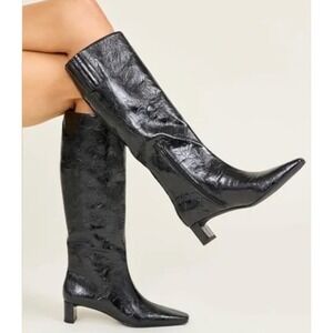 NEW The Wandering Boot KP3259 Black Glossy Knee-High Boots 10M/40